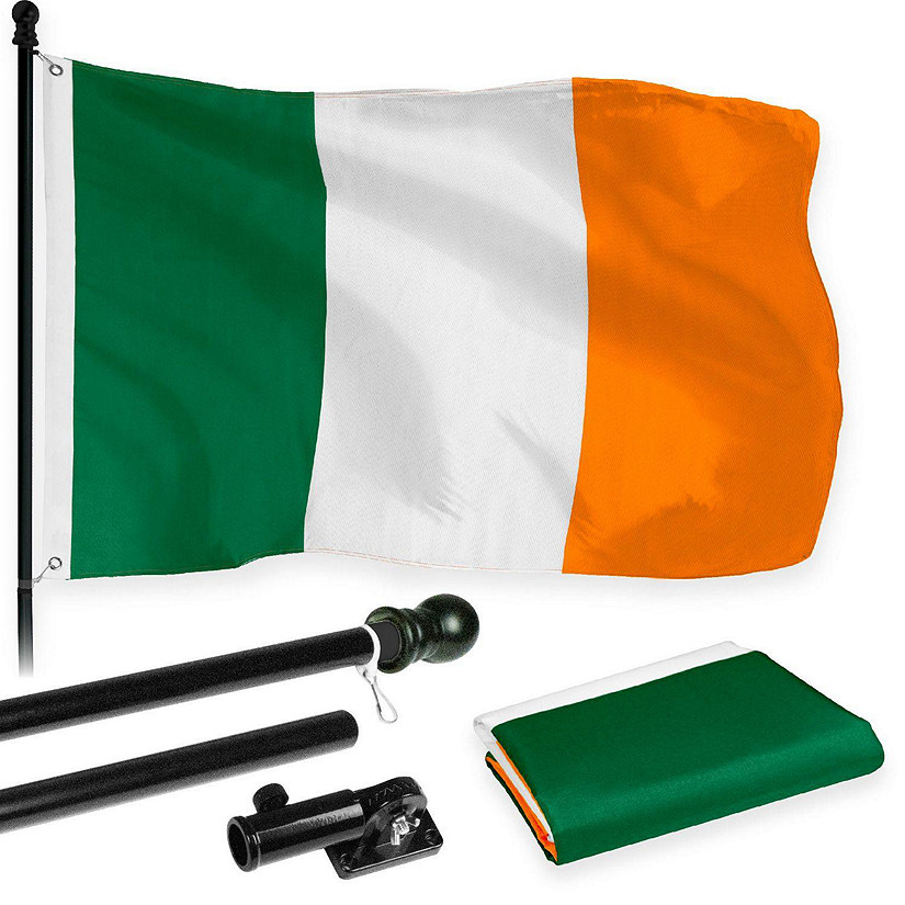 G128  6 Feet Tangle Free Spinning Flagpole Black Ireland Brass Grommets Printed 3x5 ft Flag Included Aluminum Flag Pole Image