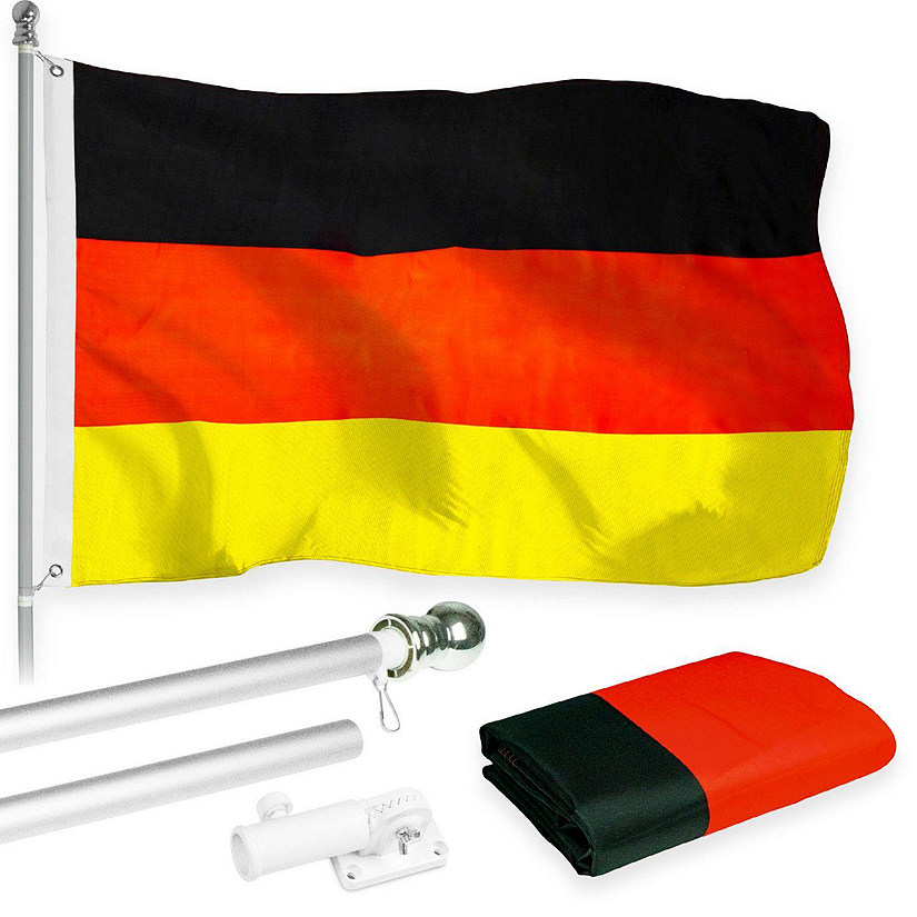 G128  6 Feet Tangle Free Spinning Flagpole Silver Germany Brass Grommets Printed 3x5 ft Flag Included Aluminum Flag Pole Image