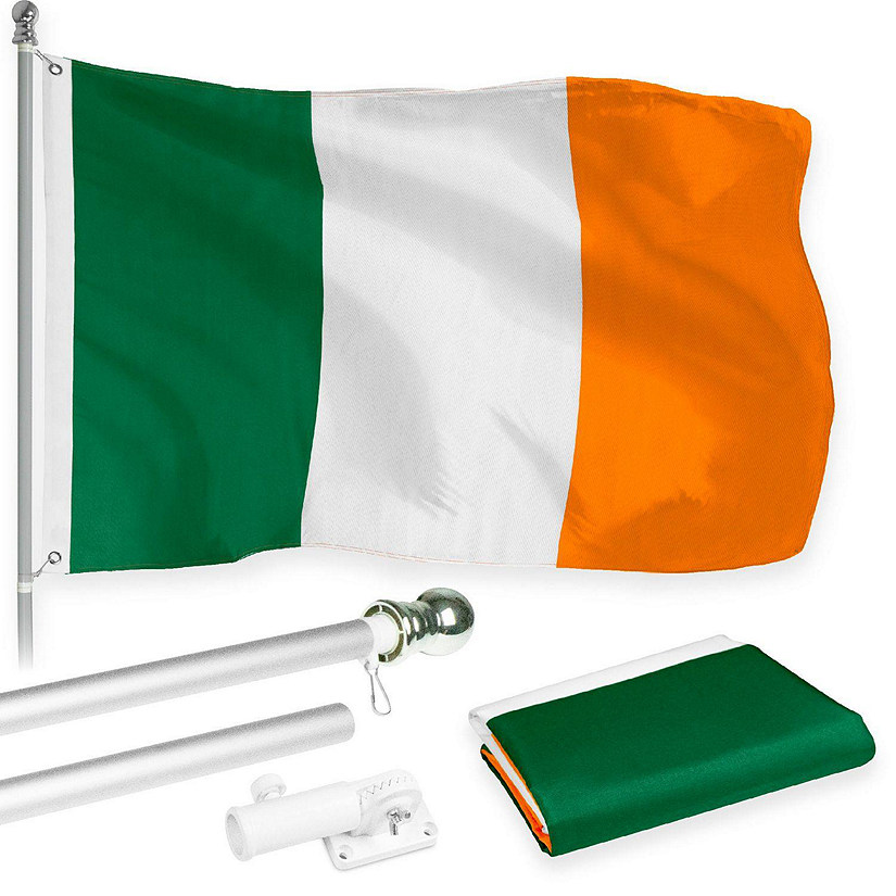 G128  6 Feet Tangle Free Spinning Flagpole Silver Ireland Brass Grommets Printed 3x5 ft Flag Included Aluminum Flag Pole Image