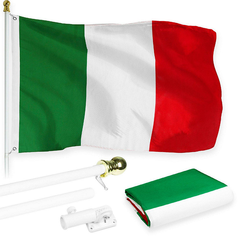 G128  6 Feet Tangle Free Spinning Flagpole White Italy Brass Grommets Printed 3x5 ft Flag Included Aluminum Flag Pole Image