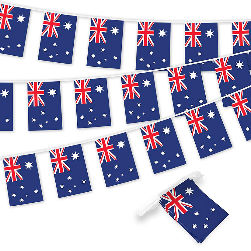 G128 8.2x5.5IN Flag Pieces 33FT Full String, Australia Printed 150D Polyester Bunting Banner Flag Image