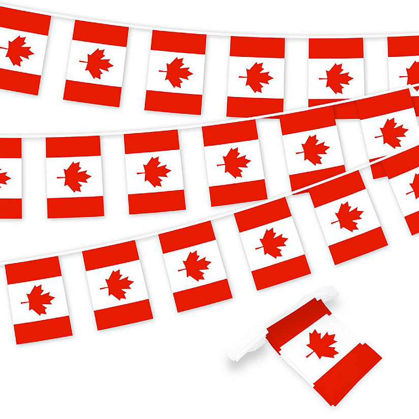G128 8.2x5.5IN Flag Pieces 33FT Full String, Canada Printed 150D Polyester Bunting Banner Flag Image