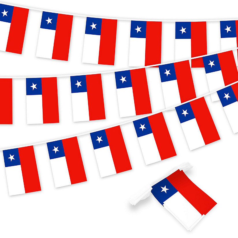 G128 8.2x5.5IN Flag Pieces 33FT Full String, Chile Printed 150D Polyester Bunting Banner Flag Image