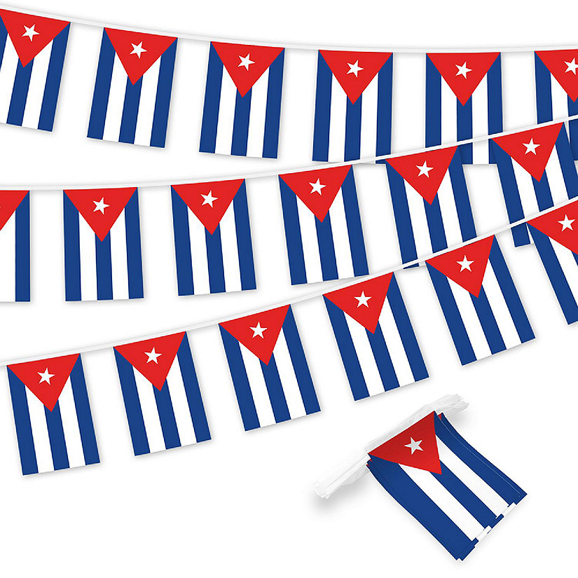G128 8.2x5.5IN Flag Pieces 33FT Full String, Cuba Printed 150D Polyester Bunting Banner Flag Image