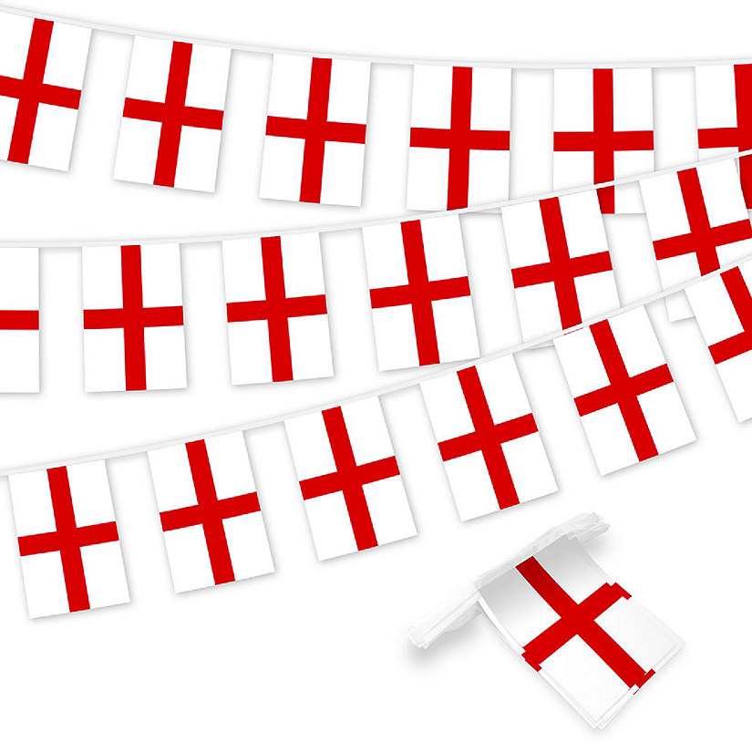 G128 8.2x5.5IN Flag Pieces 33FT Full String, England Printed 150D Polyester Bunting Banner Flag Image