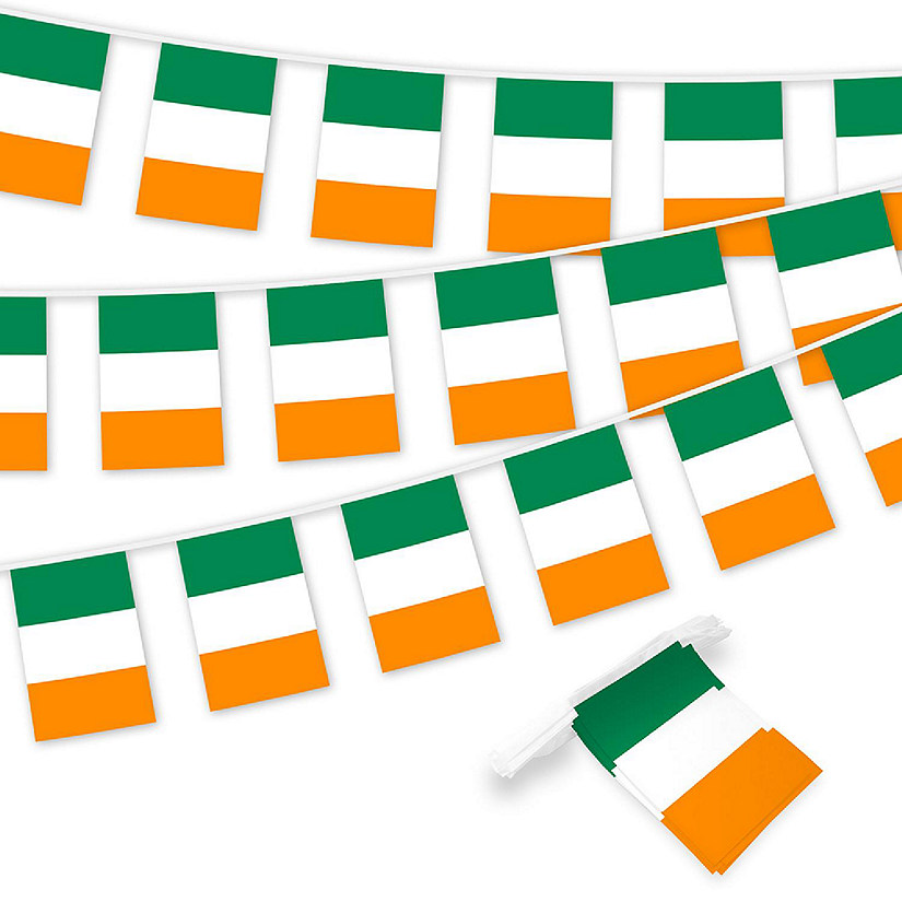 G128 8.2x5.5IN Flag Pieces 33FT Full String, Ireland Printed 150D Polyester Bunting Banner Flag Image