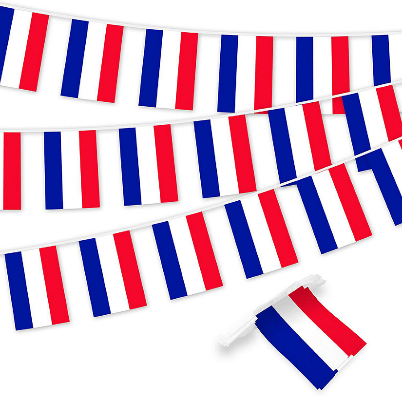 G128 8.2x5.5IN Flag Pieces 33FT Full String, Netherlands Printed 150D Polyester Bunting Banner Flag Image