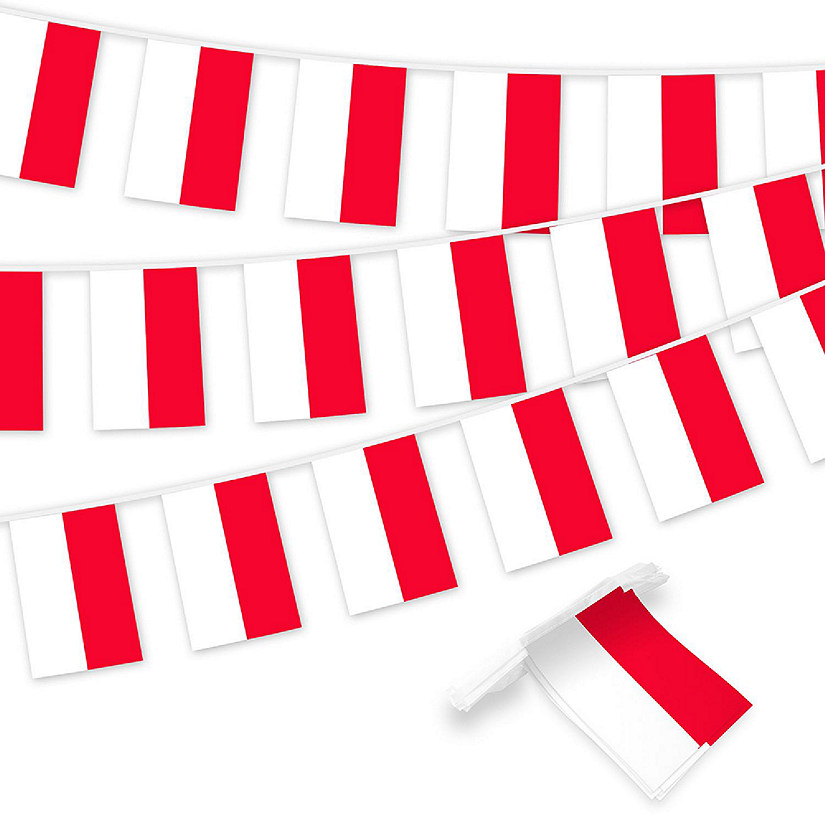 G128 8.2x5.5IN Flag Pieces 33FT Full String, Poland Printed 150D Polyester Bunting Banner Flag Image