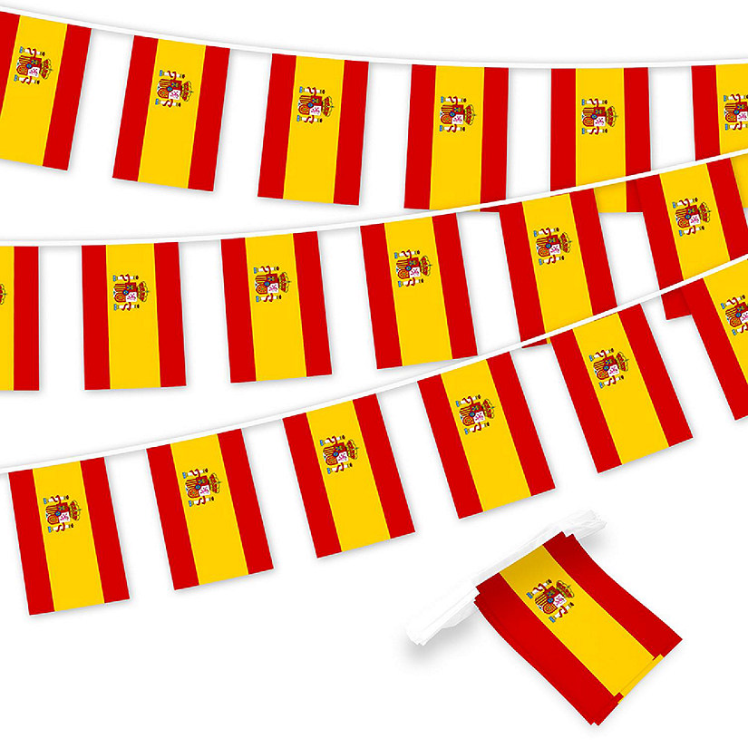 G128 8.2x5.5IN Flag Pieces 33FT Full String, Spain Printed 150D Polyester Bunting Banner Flag Image