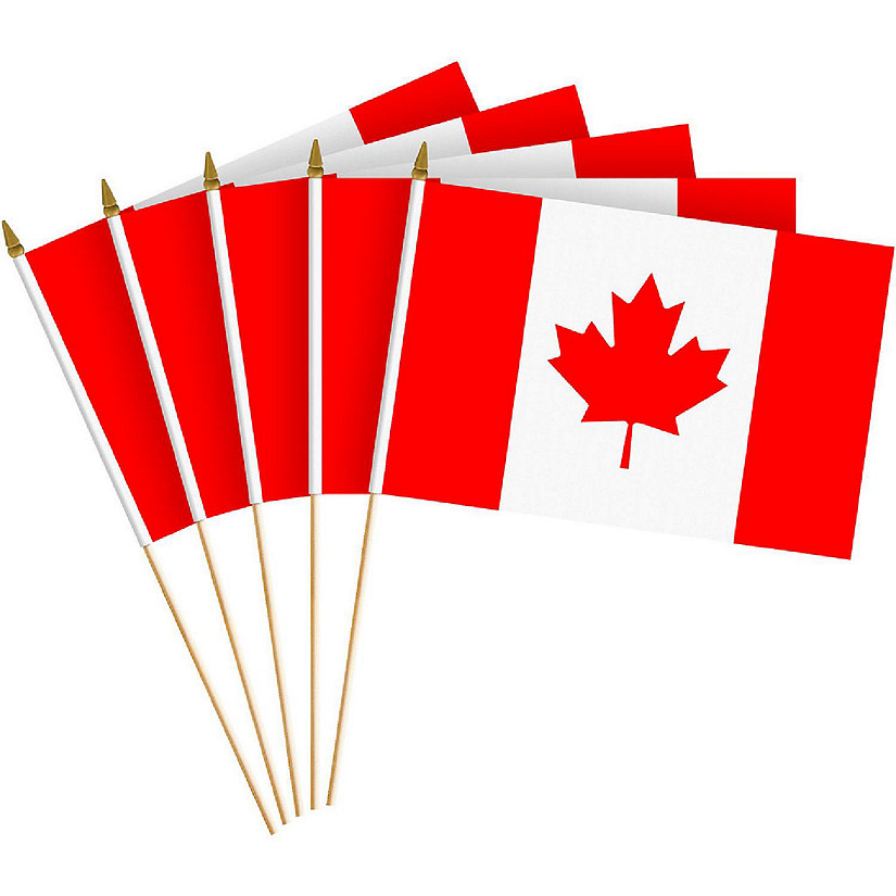 G128 8x12IN 12PK Canada Printed 150D Polyester Handheld Stick Flag Image