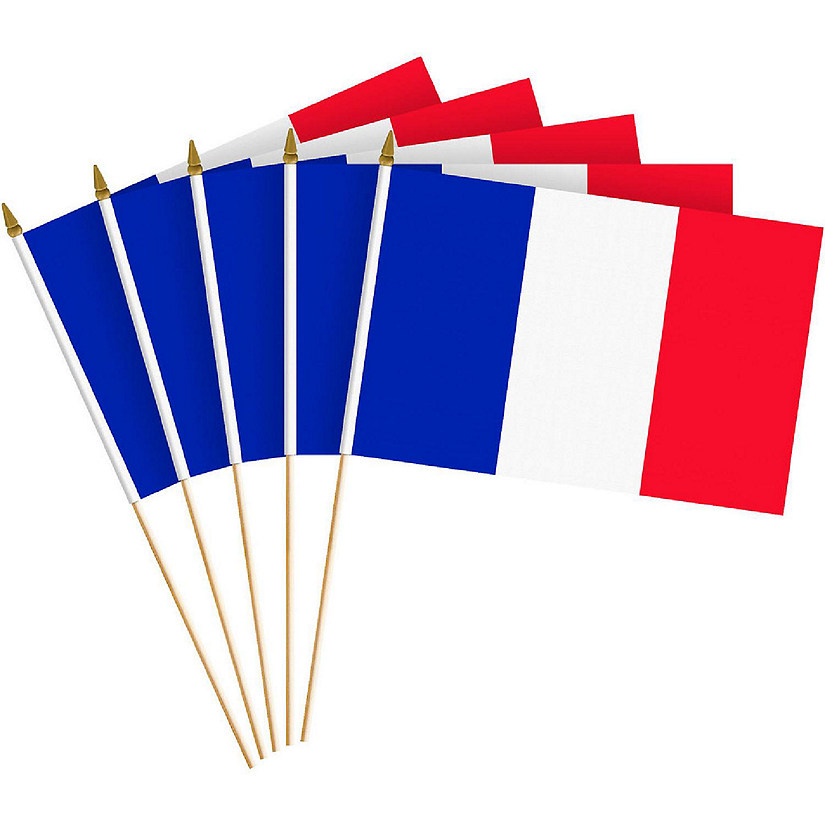 G128 8x12IN 30PK France Printed 150D Polyester Handheld Stick Flag Image