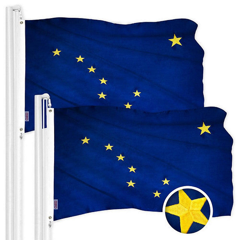 G128 Alaska Ak State Flag 3x5ft 2 Pack Embroidered Polyester