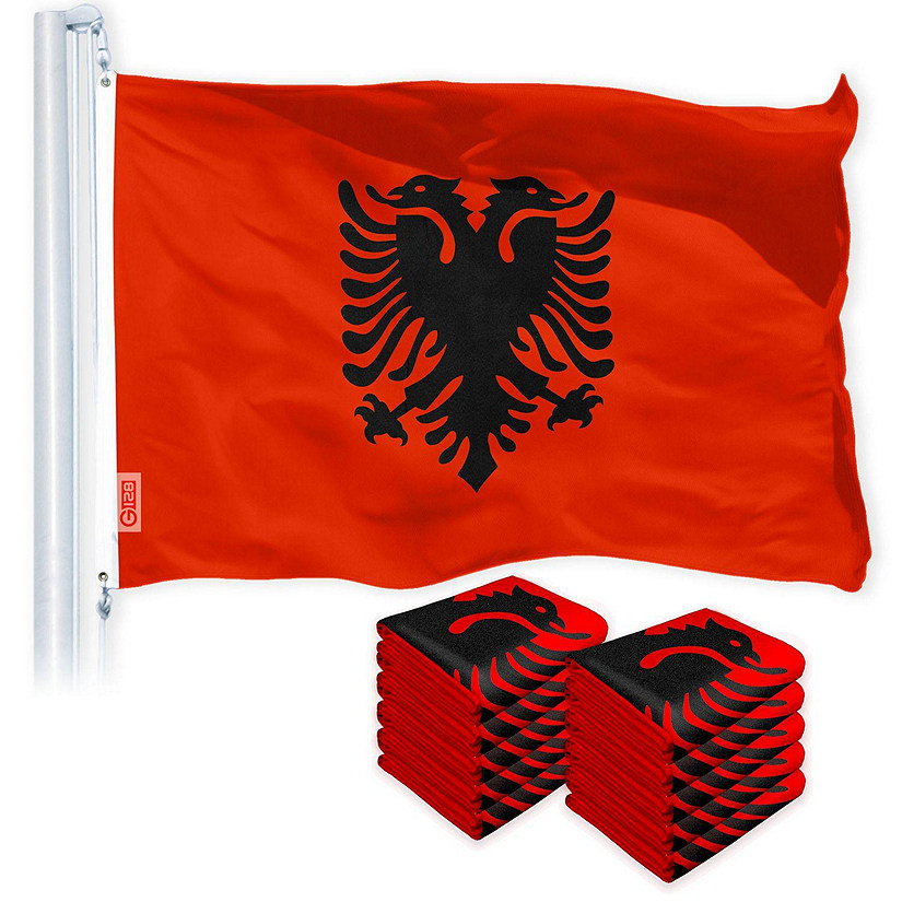 G128 - Albania Albanian Flag 3x5FT 10 Pack 150D Printed Polyester Image