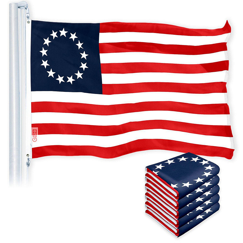G128 Betsy Ross Flag 3x5FT 5 Pack 150D Printed Polyester Oriental