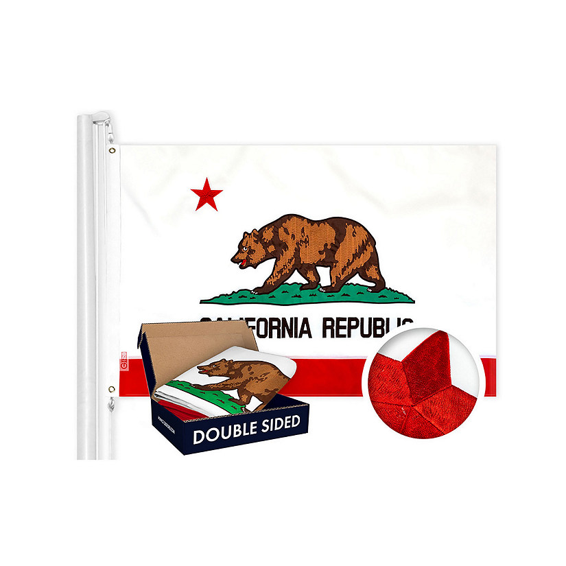G128 - California CA State Flag 4x6FT Double Sided Embroidered 210D Polyester Image