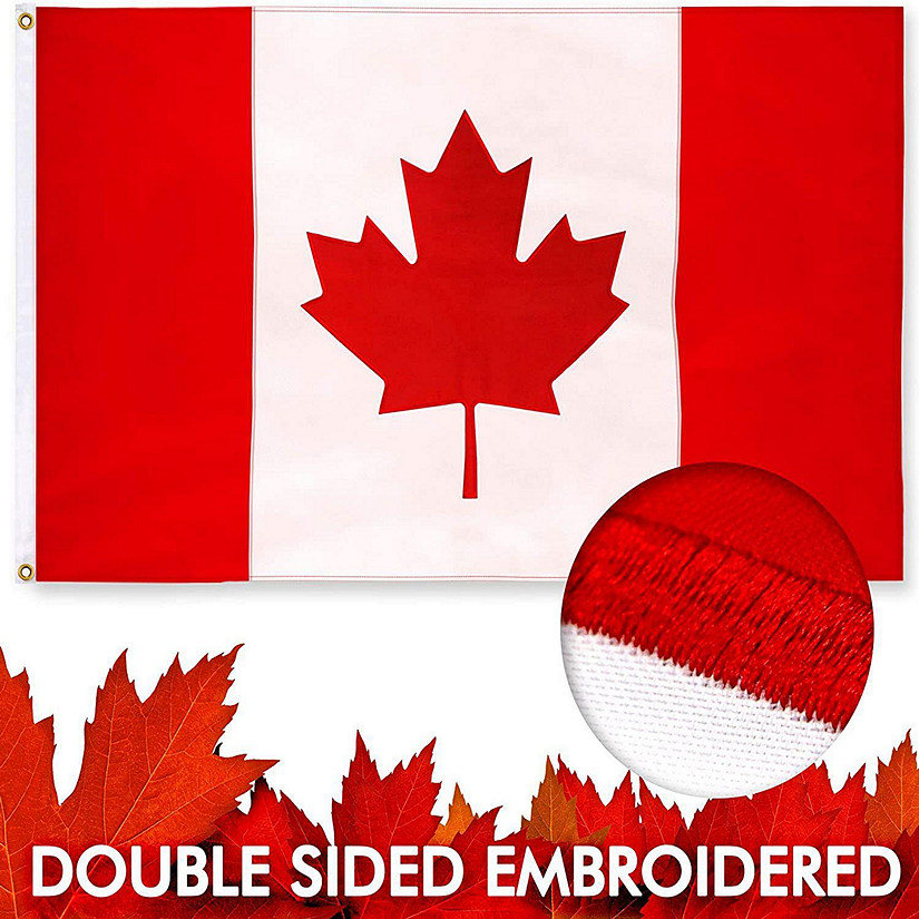 G128 Canada Canadian Flag  3x5 feet  Double Sided Embroidered 210D Heavy Duty Polyester Image