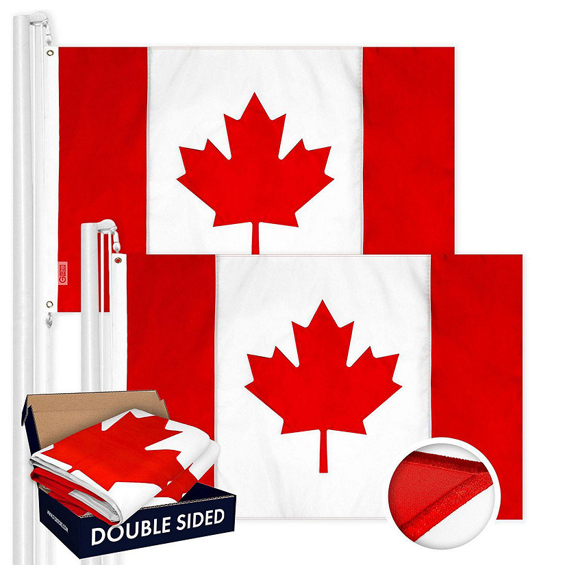 G128 - Canada Canadian Flag 3x5FT 2 Pack Double-sided Embroidered Polyester Image