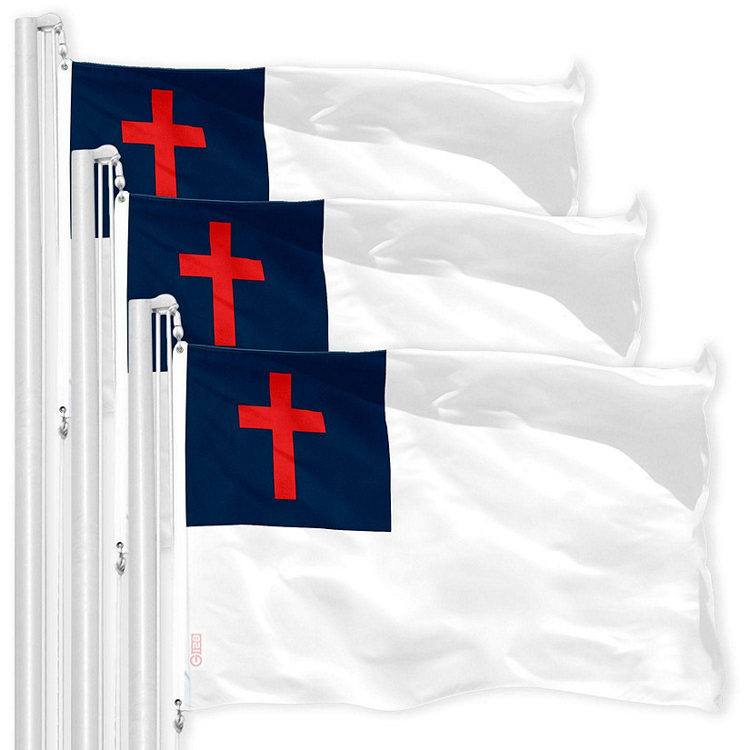 G128 - Christian Flag 3x5FT 3 Pack Printed 150D Polyester Image