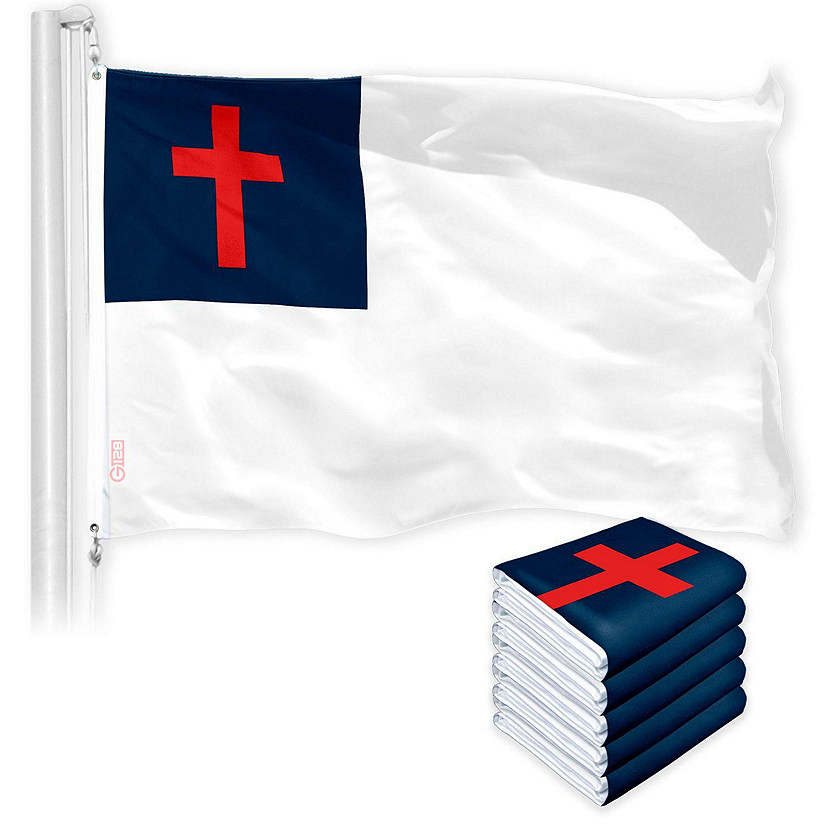 G128 - Christian Flag 3x5FT 5 Pack Printed 150D Polyester Image