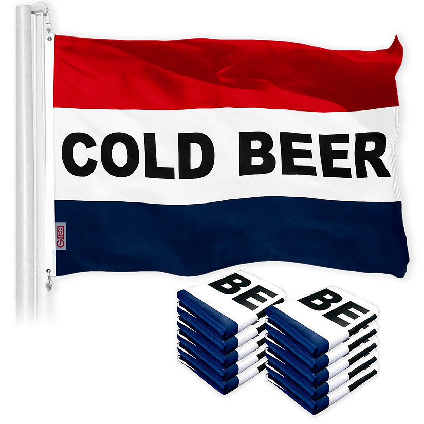 G128 - Cold Beer Sign Flag 3x5FT 10 Pack Printed 150D Polyester Image