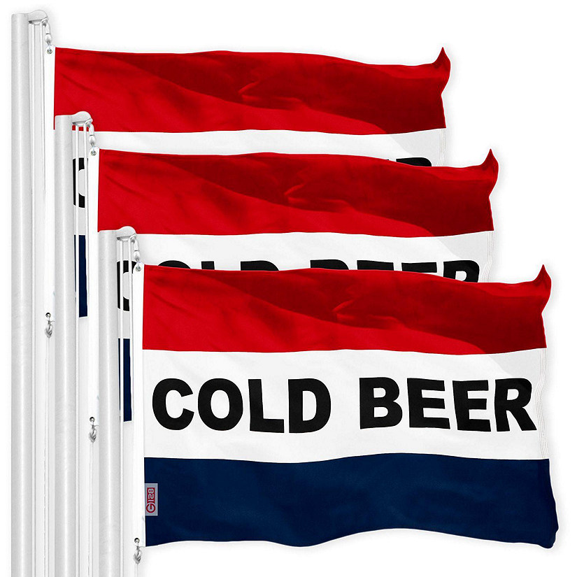 G128 - Cold Beer Sign Flag 3x5FT 3 Pack Printed 150D Polyester Image