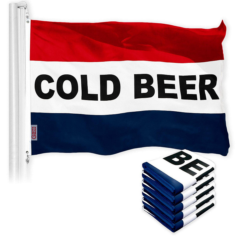 G128 - Cold Beer Sign Flag 3x5FT 5 Pack Printed 150D Polyester Image