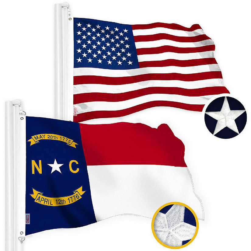 G128 Combo 6x10ft USA & North Carolina Embroidered 220GSM Spun Polyester Flag Image