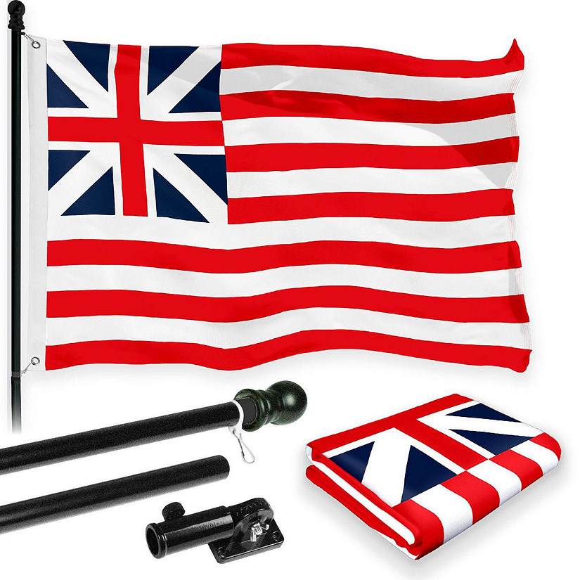 G128 - Combo Pack: 6 Feet Tangle Free Spinning Flagpole (Black) Grand Union Flag 3x5 ft Printed 150D Brass Grommets (Flag Included) Aluminum Flag Pole Image