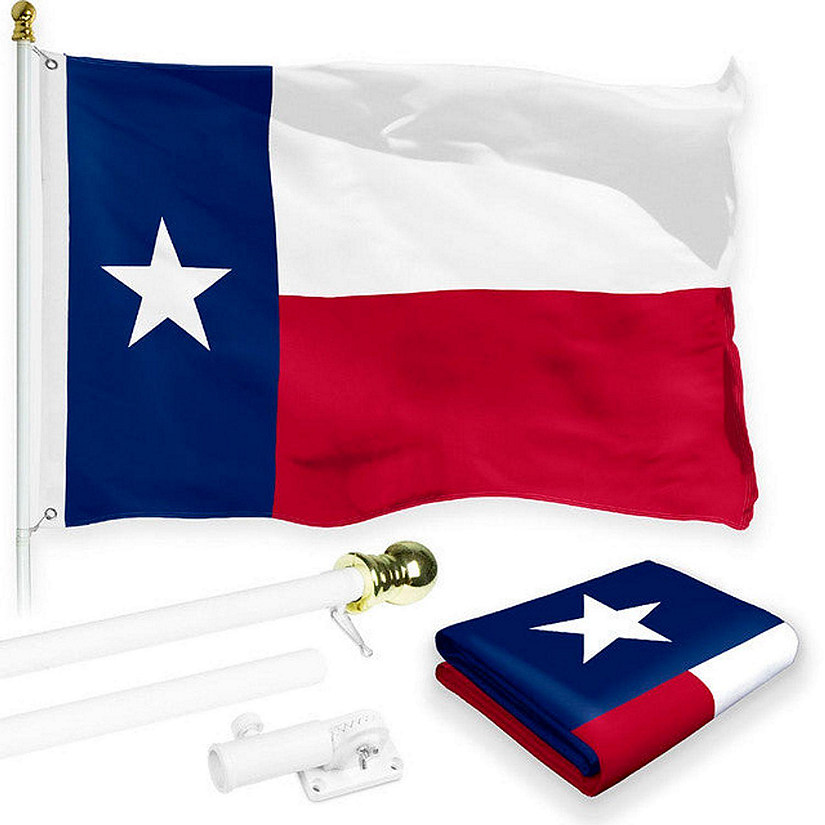 G128 - Combo Pack: 6 Feet Tangle Free Spinning Flagpole (White) Texas ...