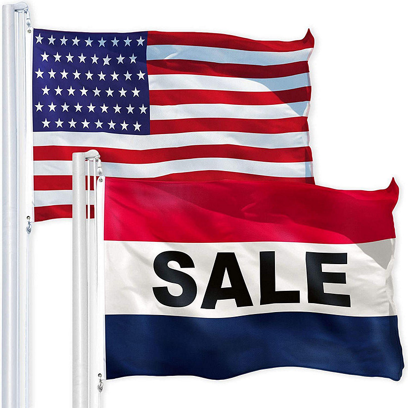G128 Combo Pack USA American Flag 3x5 Ft 150D Printed Stars & Sale Flag 3x5 Ft 150D Printed Image