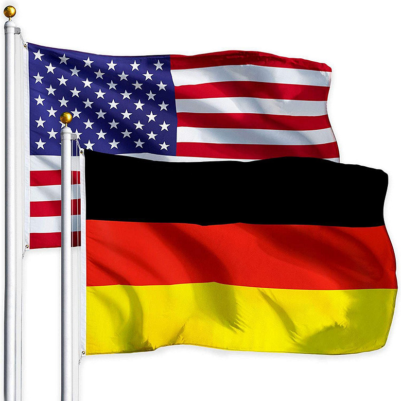 G128 Combo Pack USA American Flag 3x5 Ft 75D Printed Stars & Germany German Flag 3x5 Ft 75D Printed Image