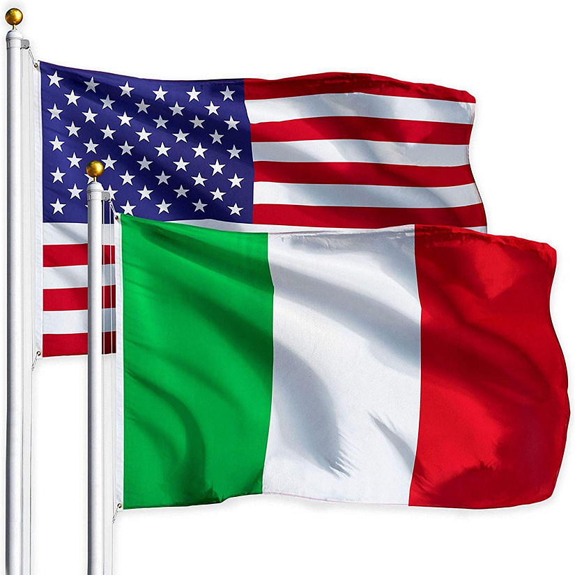 G128 Combo Pack USA American Flag 3x5 Ft 75D Printed Stars & Italy Italian Flag 3x5 Ft 75D Printed Image