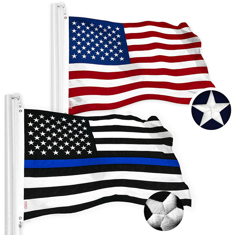 Thin Blue Line US Police Flag3x5ftEmbroidered Stars Sewn Stripes G128 