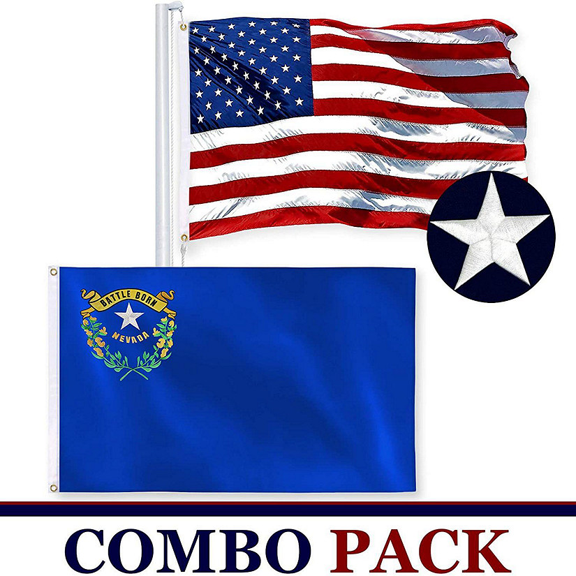 G128 Combo Pack USA American Flag and USA Flag Stars & Nevada State Flag and USA Flag Double Sided 2ply Image