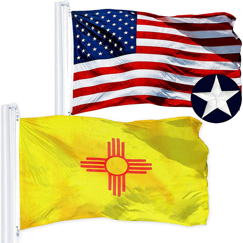 G128 Combo Pack USA American Flag and USA Flag Stars & New Mexico State Flag and USA Flag Image