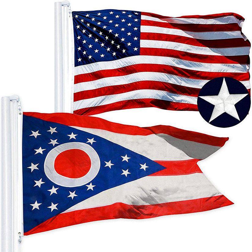 G128 Combo Pack USA American Flag and USA Flag Stars & Ohio State Flag