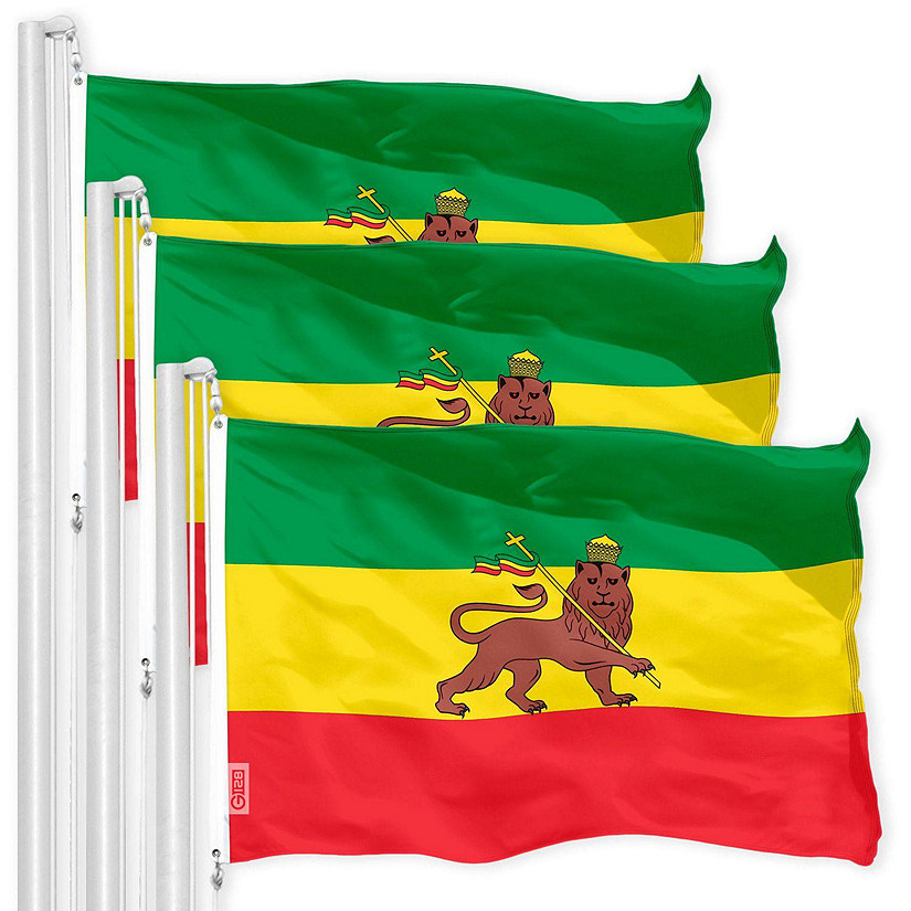 G128 - Ethiopia Lion Ethiopian Flag 3x5FT 3 Pack 150D Printed Polyester Image