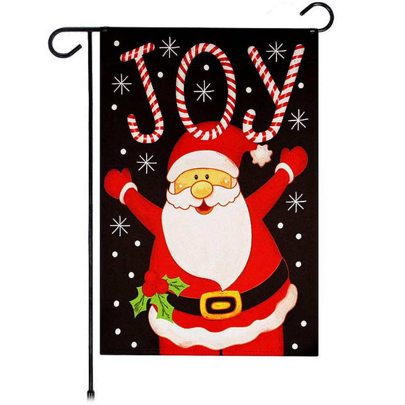 G128 - Garden Flag Christmas Decoration Joyful Santa 12"x18" Image