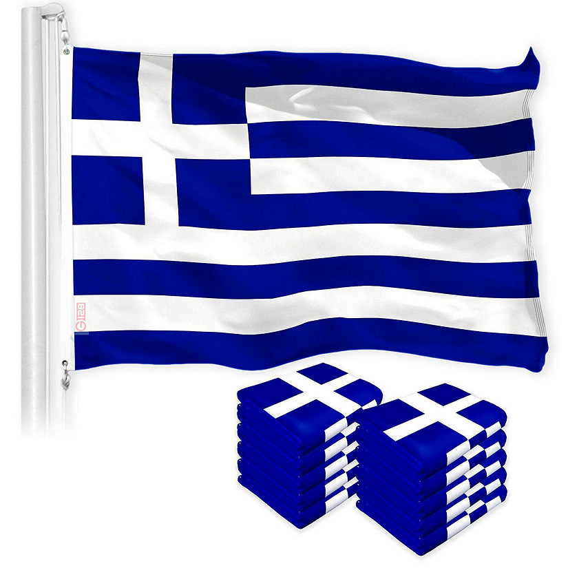 G128 - Greece Greek Flag 3x5FT 10 Pack 150D Printed Polyester Image