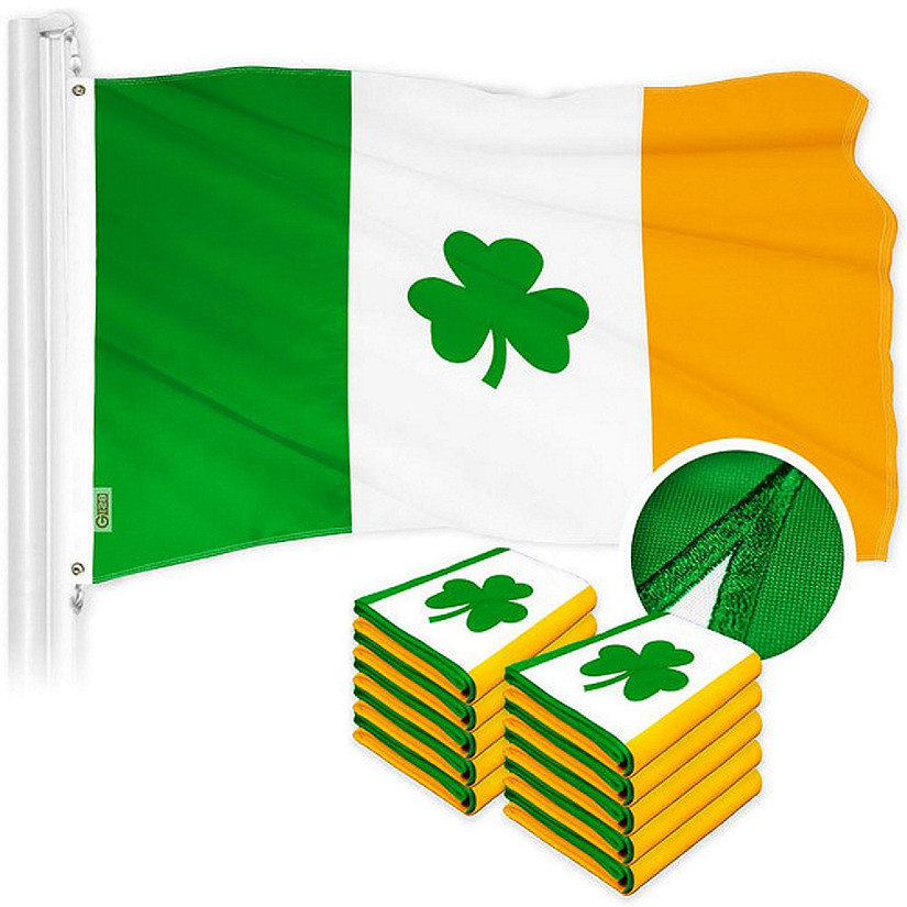 G128 - Ireland SHAMROCK Irish Flag 3x5FT 10 Pack Embroidered Polyester Image