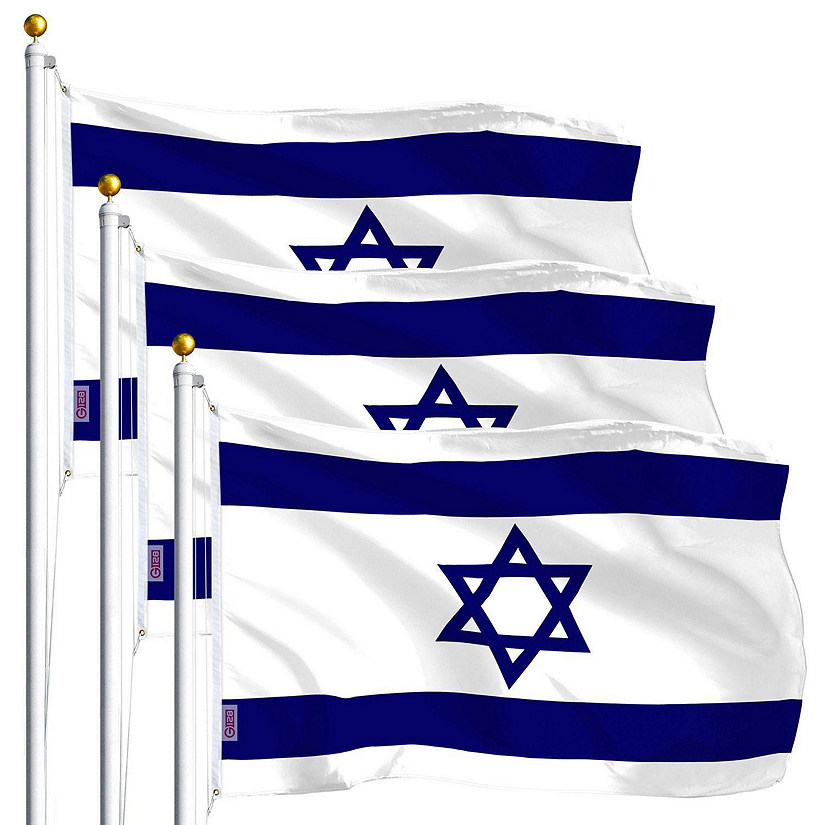 G128 - Israel Israeli Flag 3x5FT 3 Pack Printed Polyester Image