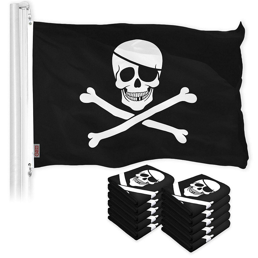 G128 - Jolly Roger Pirate Bones Flag 3x5FT 10 Pack Printed 150D Polyester Image