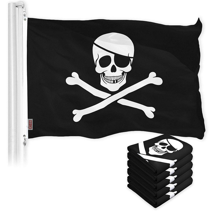 G128 - Jolly Roger Pirate Bones Flag 3x5FT 5 Pack Printed 150D Polyester Image