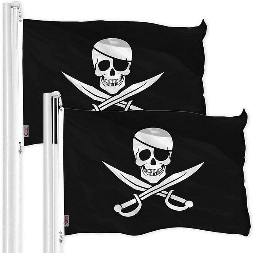 G128 - Jolly Roger Pirate Swords Flag 3x5FT 2 Pack Printed 150D Polyester Image