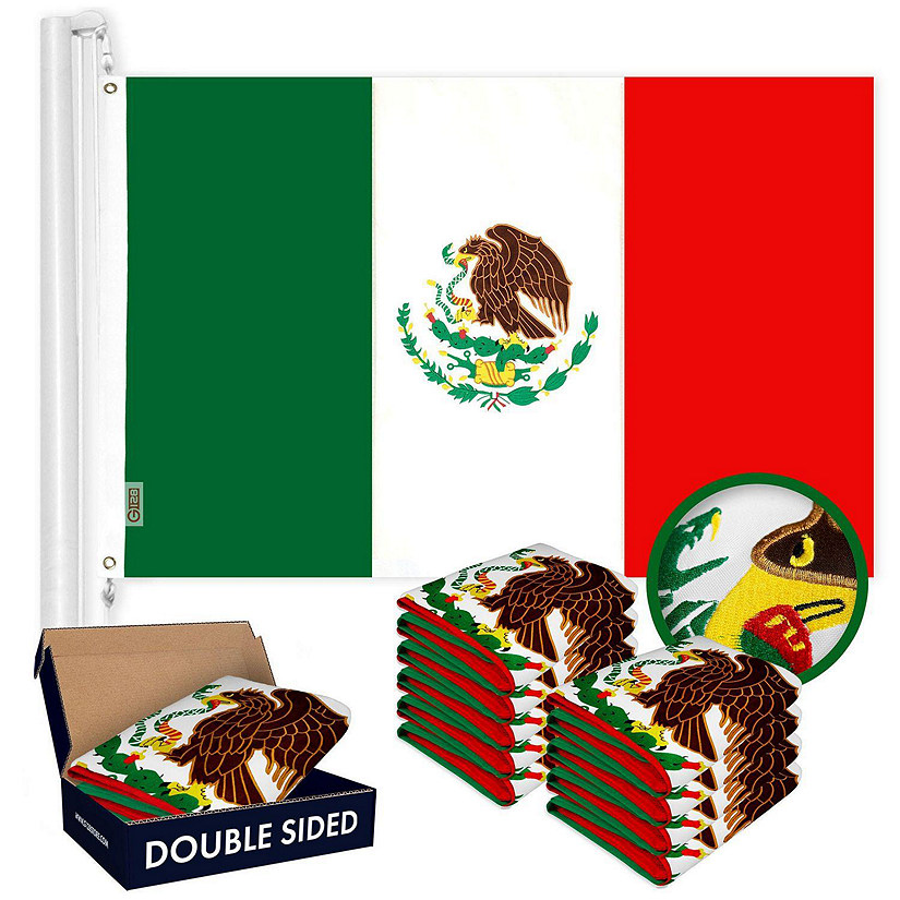 G128 - Mexico Mexican Flag 2x3FT 10 Pack Double-sided Embroidered Polyester Image