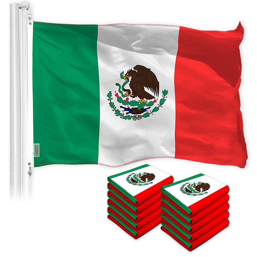 G128 - Mexico Mexican Flag 3x5FT 10 Pack 150D Printed Polyester Image