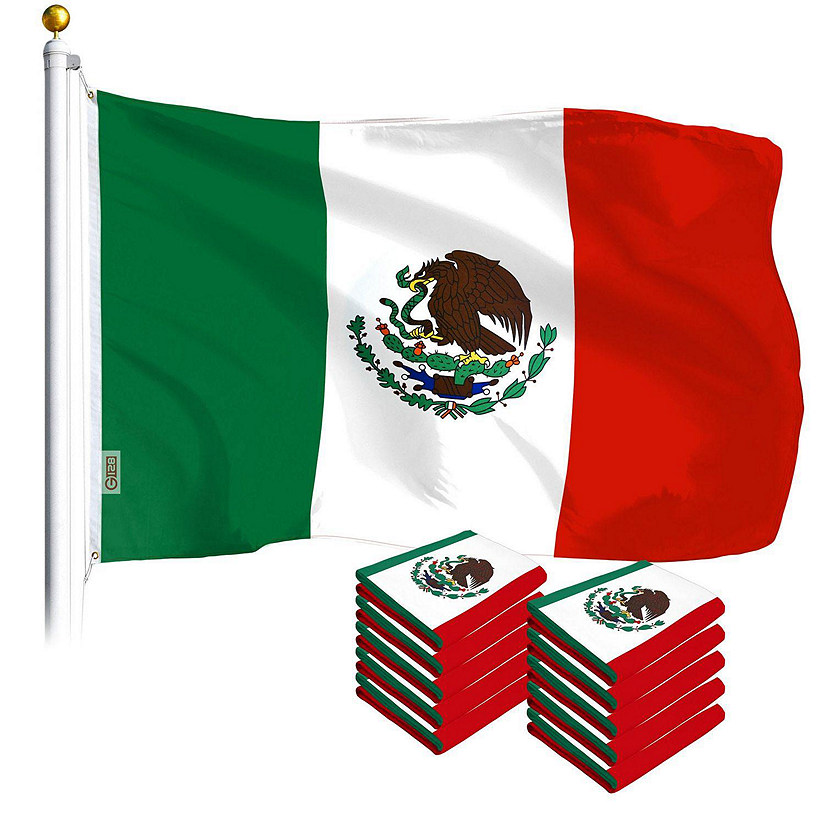 G128 Mexico Mexican Flag 3x5FT 10 Pack Printed Polyester Oriental