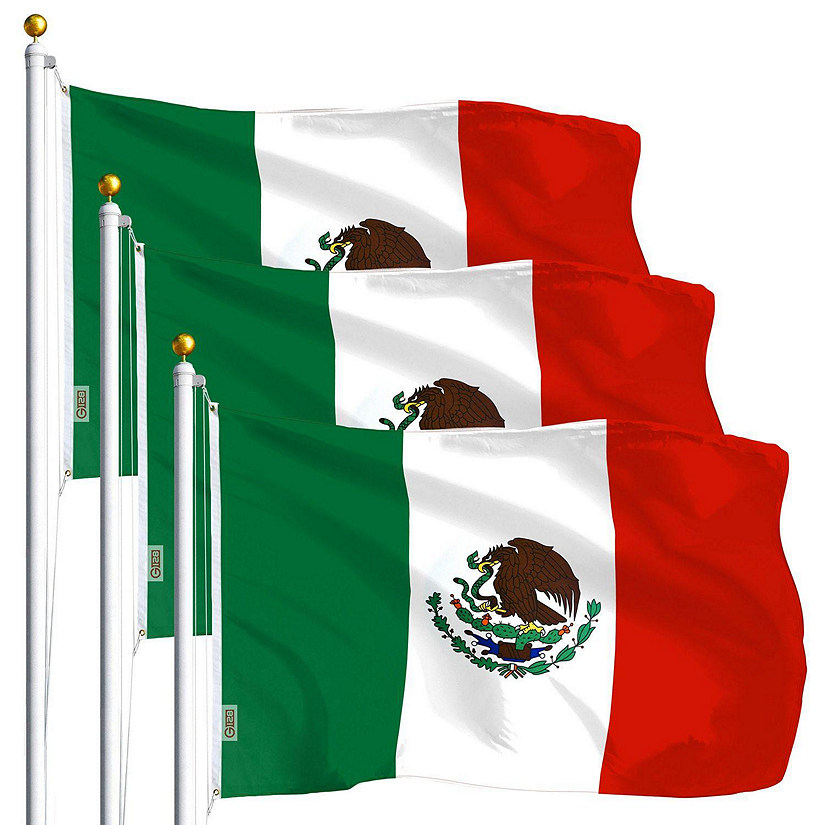 G128 - Mexico Mexican Flag 3x5FT 3 Pack Printed Polyester Image