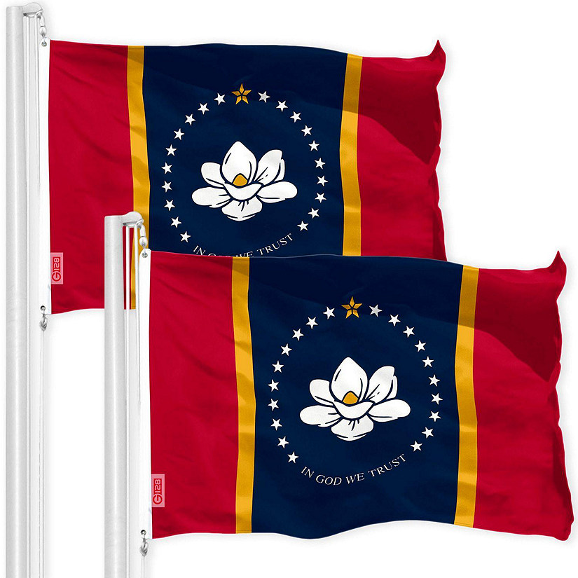 G128 - Mississippi 2020 Version Flag 3x5FT 2 Pack 150D Printed Polyester Image