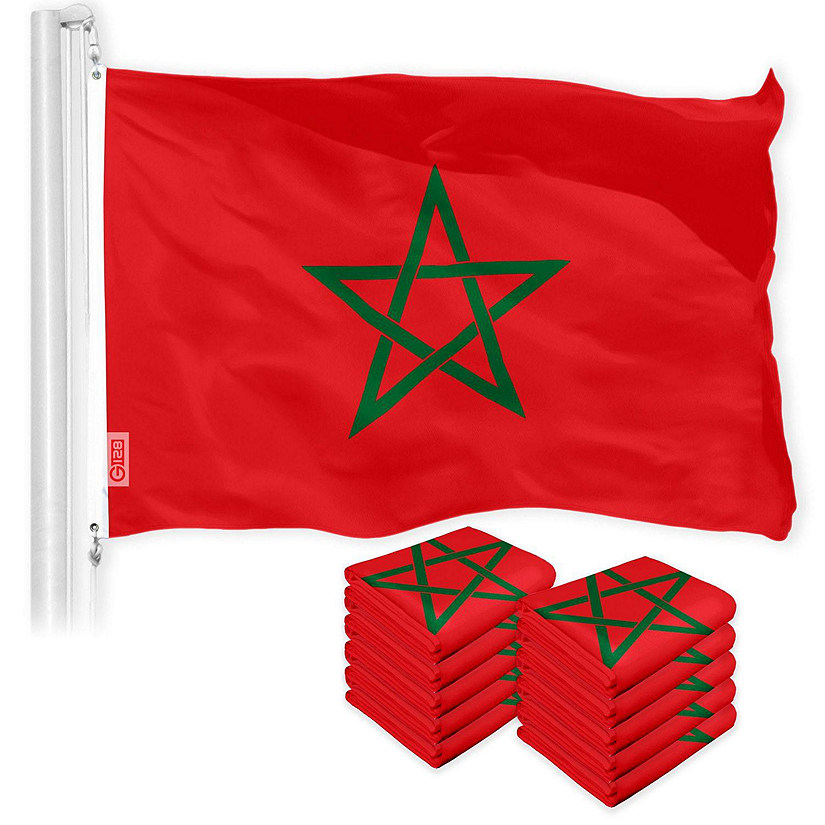 G128 - Morocco Moroccan Flag 3x5FT 10 Pack 150D Printed Polyester Image